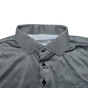 Collars and Co Polo Shirt Size S Black Houndstooth Geometric Golf Dad